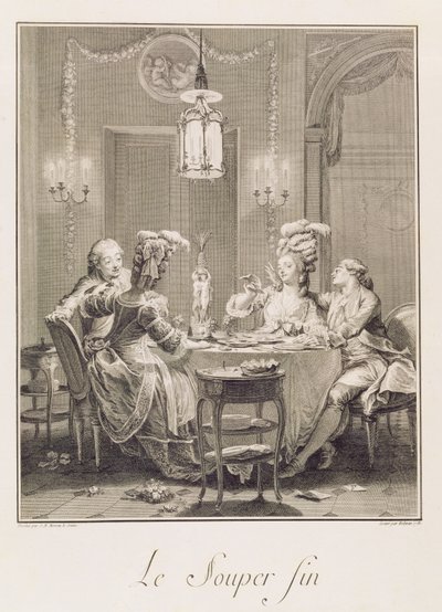 A finom vacsora, 1781, metszet: I.S. Helman (1743-1809) alkotó: Jean Michel the Younger Moreau