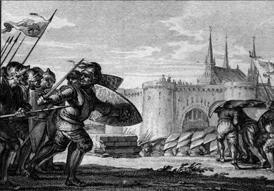 A viking hadsereg megtámadja Saint Germain des Pres-t (Saint-Germain-des-Pres) és apátságát. 9. század (II. Kopasz Károly uralkodása). Jean Michel Moreau metszete, az ifjabb Moreau (1741-1814) alkotó: Jean Michel the Younger Moreau
