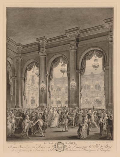 Az álarcos bál a Hôtel de Ville-ben, 1782. január 23-án. alkotó: Jean Michel the Younger Moreau
