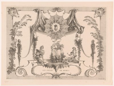 Kialakítás gyerekekkel szökőkút melletti burkolatokhoz Les Enfans de Momus (cím a tárgyon) Antoine Watteau munkája (sorozat címe) L