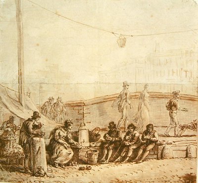 A kávéárus a Pont-Neuf-on, 1819 alkotó: Jean Pierre Norblin de La Gourdaine