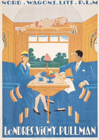 A London-Vichy Pullman gyorsvonat reklámplakátja alkotó: Jean Raoul Chaurand Naurac