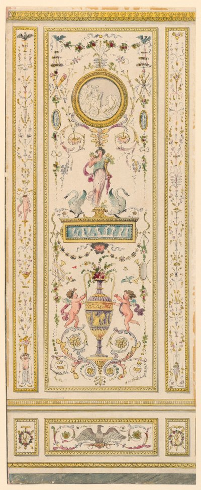 Rajz, díszes panel, 1775-1800 alkotó: Jean Simeon Rousseau