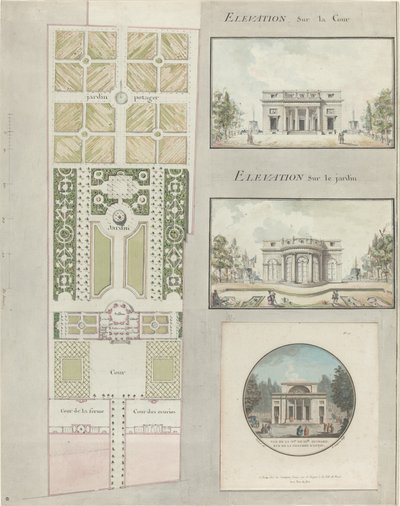 Projekt a Mlle-i házhoz és kertekhez. Guimard alkotó: Jean Testard and Charles Philippe Campion de Tersan