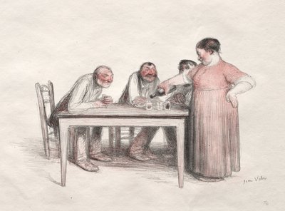 A pohár bor (színes litográfia) alkotó: Jean Veber