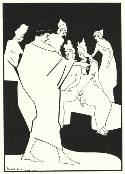 Ovidius szerelmes könyvei: Gyere, tanuld meg tőlem, hogyan kölcsönözhetsz káprázatos fehérséget a bőrödnek (színes litográfia). alkotó: Jean de Bosschere