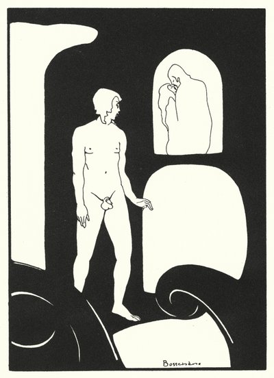Ovidius szerelmes könyvei: Néhány szenvedélyes szerelmes váratlan találkozása (színes litográfia) alkotó: Jean de Bosschere