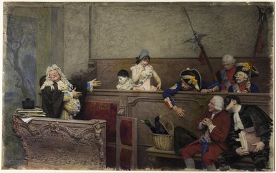 Pierrot próbatétele (akvarell és gouache, grafiton, krémtáblán) alkotó: Jean or Jehan Georges Vibert