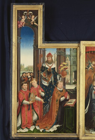 A Szentháromság dicsőítésének poliptichonja, apátokat ábrázoló tábla, 1509-15 alkotó: Jean the Elder Bellegambe