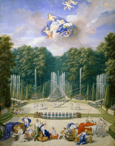 Franciaország, Versailles, Vízi játékok a kertekben, Jean Cotelle alkotó: Jean the Younger Cotelle