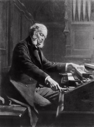 Cesar Franck a párizsi St. Clotilde-bazilika orgona konzoljánál, 1885 alkotó: Jeanne Rongier