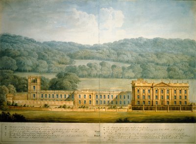 A Chatsworth House nyugati homlokzata (akvarell, papír) alkotó: Jeffry Wyatville