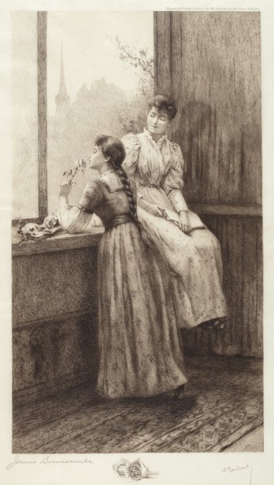 Cím nélkül (Két lány egy ablakban) alkotó: Jennie Augusta Brownscombe