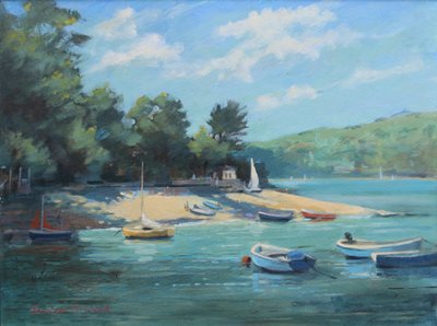 Fishermans Cove Salcombe, olaj a fedélzeten, 2016 alkotó: Jennifer Wright