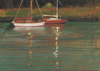 Yacht Reflections (olaj, vászon) alkotó: Jennifer Wright