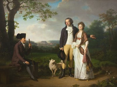 Niels Ryberg fiával, Johan Christiannal és menyével, Engelke-vel, szül. Falbe alkotó: Jens Juel