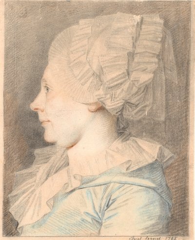 Anne Cathrine Maaløe (született Basse) portréja. Profil balra alkotó: Jens Juel