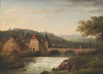 A híd és a vízesés Dornachban, Svájcban alkotó: Jens Juel