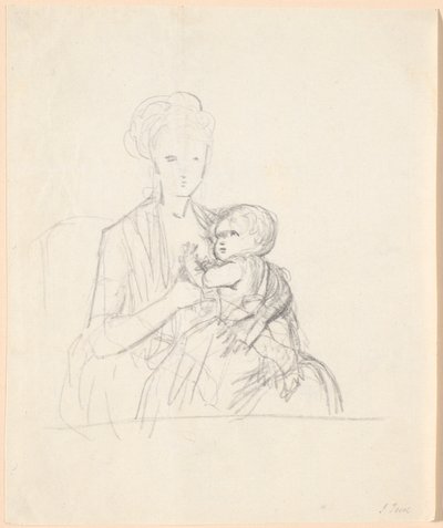 Piszkozat Sophie Magdalene Raben grófnő portréjához, született von Qualen legidősebb fiával, született 1784-ben alkotó: Jens Juel