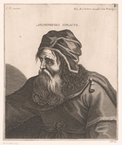 Arkhimédész portréja Archimedes Syracuse. (cím a tárgyon) Filozófusok és királyok mellszobra (sorozat címe) alkotó: Jerôme David (attributed to)