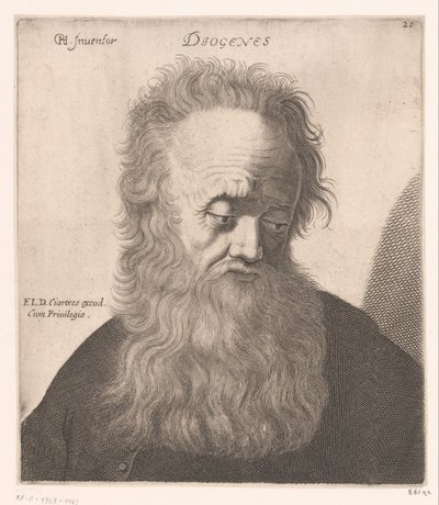 Szinopi Diogenész portréja Diogenes (cím az objektumon) Filozófusok és királyok mellszobra (sorozat címe) alkotó: Jerôme David (attributed to)