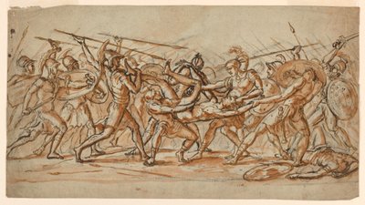 Rajz, A Patroklos holttestéért vívott csata, 1810 körül. alkotó: Jérôme Martin Langlois