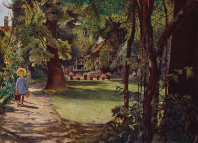 Kelmscott ház, a kert, a folyó felől nézve (színes litó) alkotó: Jessie MacGregor
