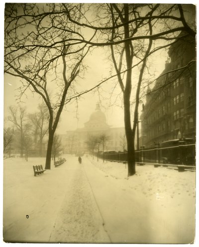 State House in Storm, Boston, USA, 1902-1910 körül (zselatin ezüst fotó) alkotó: Jessie Tarbox Beals