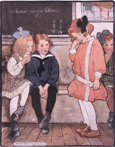 Lejött az emelvényről, még mindig bátran visszafojtva könnyeit (színes litho) alkotó: Jessie Willcox Smith