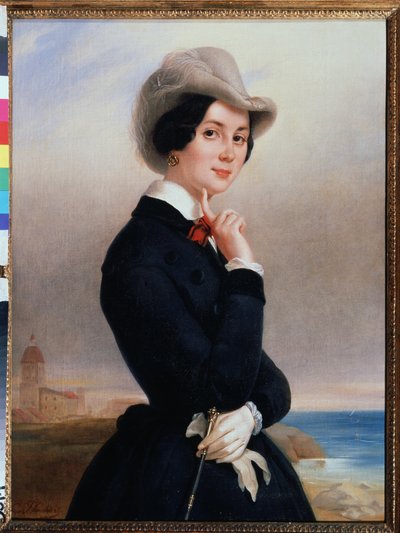 "Vera Michurina-Szamojlova (Szamojlova) (1866-1948) orosz színésznő portréja" Eugene Pluchart (1809-1880) festménye 1840 körül Tropinin (Tropinin) Múzeum Moszkva, Oroszország alkotó: Jewgenij Alexandrowitsch Pluchart