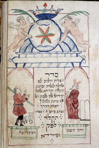 Imakönyv (12,7 x 8,8 cm) Bambeg 1773 - Az első oldalon (cím) esti ima, étkezési ima, Chema, Kiddush a szombatra (szombat vagy szombat vagy szombat) és ünnepnapokra, utazási ima - zsidó Bale Múzeum Svájcban alkotó: Jewish School