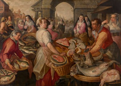 Fishmarket (olaj a panelen) alkotó: Joachim Beuckelaer