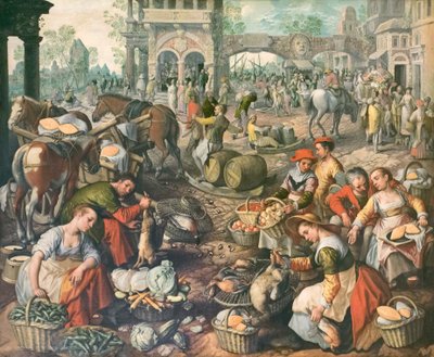 Piactér, Joachim Beuckelaer (olaj, vászon) alkotó: Joachim Beuckelaer