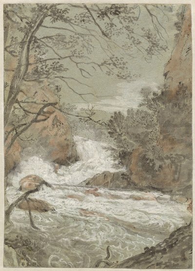 Folyói táj vízeséssel (recto) alkotó: Joachim Franz Beich