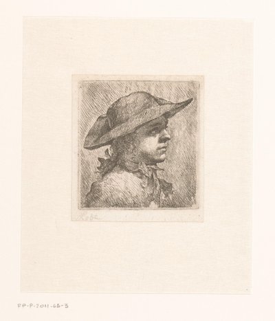 Egy kalapos fiatalember portréja alkotó: Joachim Martin Falbe (attributed to)