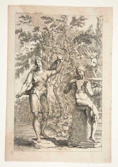 Atalanta és egy faun, az Ancient Sculptures Admired-ből alkotó: Joachim von Sandrart