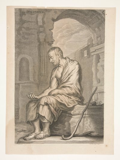 Belisarius, az Ősi szobrok csodálva című részéből alkotó: Joachim von Sandrart