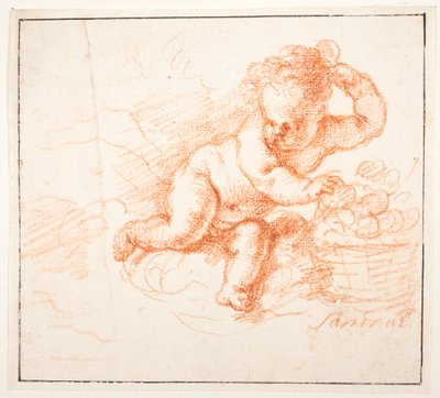 Putti gyümölcsöt gyűjt alkotó: Joachim von Sandrart