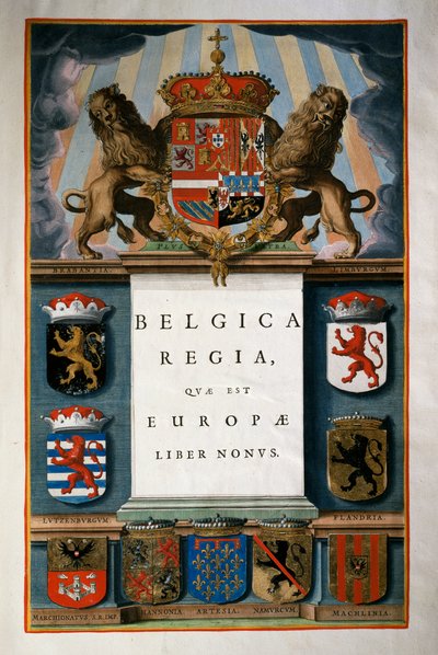 The Belgian Regia of Europe (Belgium), IX. könyv, címlap IV. kötet, Atlas maior, Joan Blaeu (1596-1673), rézmetszet, 57,5x39 cm, Amszterdam alkotó: Joan Blaeu