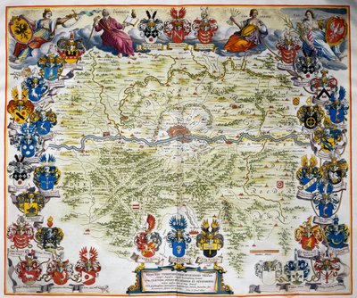 Frankfurt és területe, Atlas Maior, atlasz 11 kötetben, szerző: Joan Blaeu (1596-1673), III. kötet, rézmetszet, 57,5x39 cm, Amszterdam alkotó: Joan Blaeu