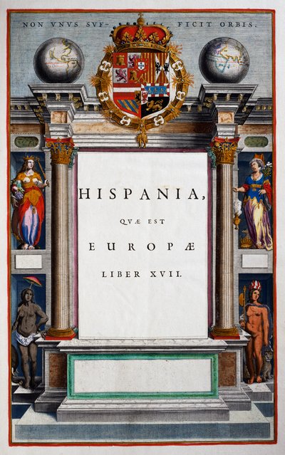 Spanyolország, Európa, XVII. könyv, IX. kötet címlapja, Atlas Maiorból, atlasz 11 kötetben, Joan Blaeu (1596-1673), rézmetszet, 57,5x39 cm, Amszterdam alkotó: Joan Blaeu