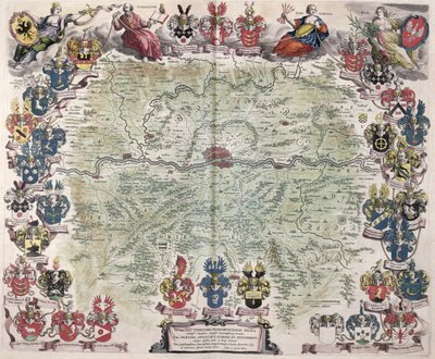 Frankfurt és környéke térképe, a "Nova Hanc Territori Francofurtensis Tabulum" című 1649-es kiadványból. alkotó: Joan Blaeu