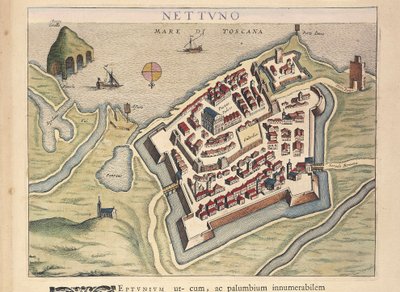 Nettuno térképe, Olaszország városainak és csodáinak színházából, Joan Blaeu, metszet alkotó: Joan Blaeu