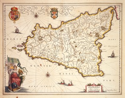 Szicília régió térképe, készítette Joan Blaeu alkotó: Joan Blaeu