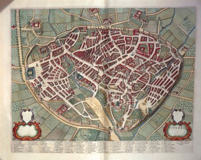 Viterbo térképe Olaszország városainak és csodáinak színházából, Joan Blaeu, metszet alkotó: Joan Blaeu