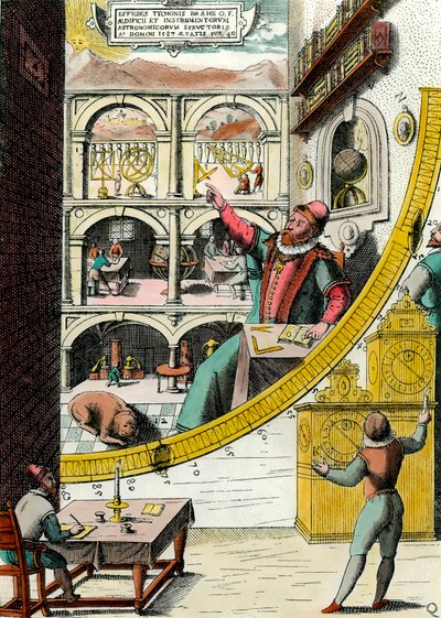 Tycho Brahe (1546-1601), dán csillagász ábrázolása csillagvizsgálójában Johannes Blaeu (1598-1673) „Atlas Major Ssive et cosmographia Blavania labore et sumptibus” metszete. 17. század. Párizs, dekoratív művészet alkotó: Joan Blaeu