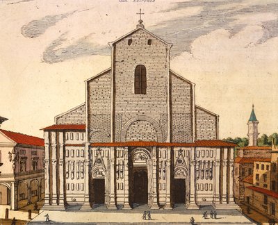 A bolognai San Petronio-bazilika, Joan Blaeu (1596-1673), nyomat a Theater of the United and Admirality of Italy, Olaszországból alkotó: Joan Blaeu