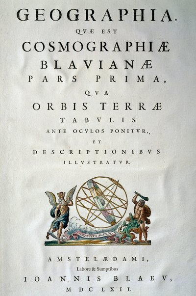 Az Atlas maior I. részének címlapja, Joan Blaeu (1596-1673), rézmetszet, Amszterdam alkotó: Joan Blaeu