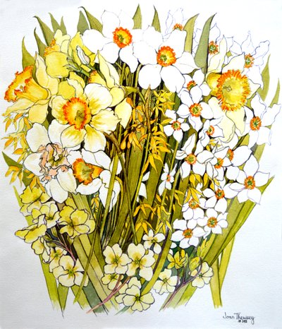 Nárciszok, Nárcisz, Forsythia és Primroses, 2000 alkotó: Joan Thewsey