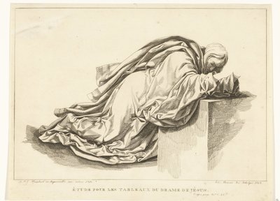 Geknielde figura Tanulmány a Jézus-dráma festményeihez (cím a tárgyon) alkotó: Joannes Bemme